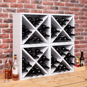 12-Bottle Stackable Wine Rack in White Wood Finish - Deals Kiosk