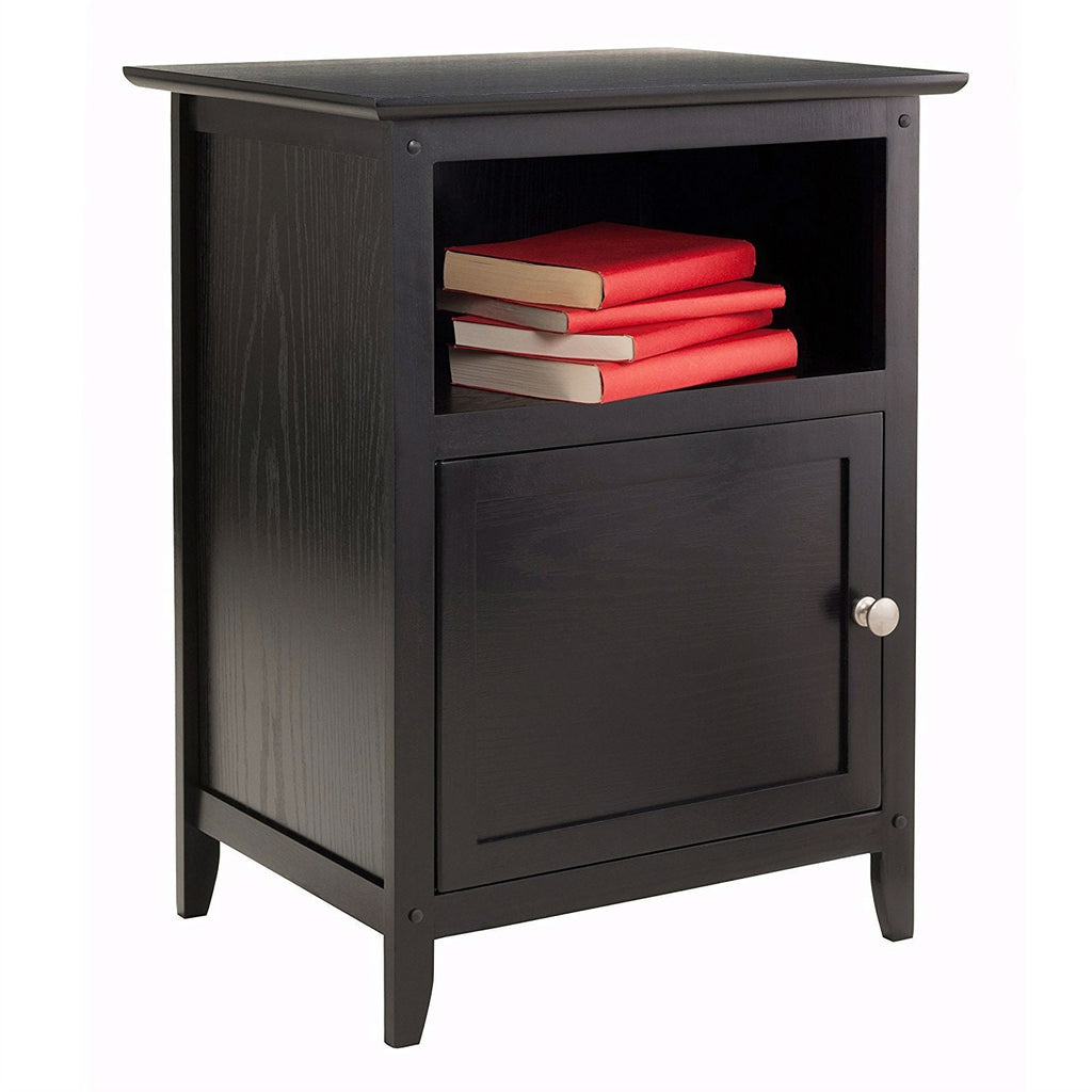Black Shaker Style End Table Nighstand with Shelf - Deals Kiosk
