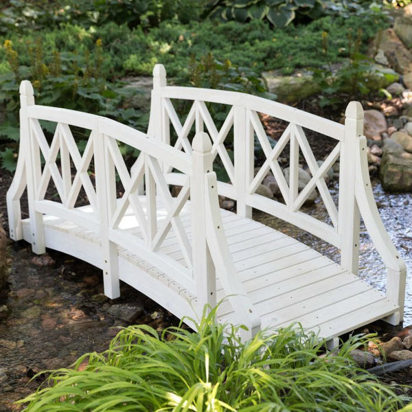 Durable White 6ft Canadian Hemlock Garden Bridge - Deals Kiosk