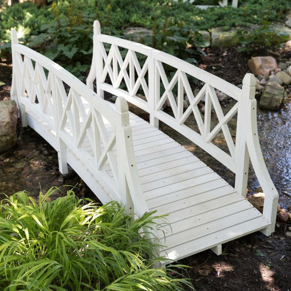 Durable White 8ft Canadian Hemlock Garden Bridge - Deals Kiosk