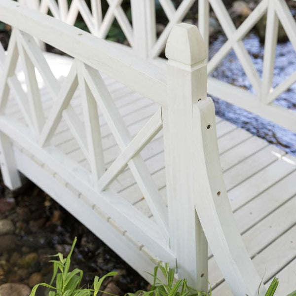 Durable White 8ft Canadian Hemlock Garden Bridge - Deals Kiosk