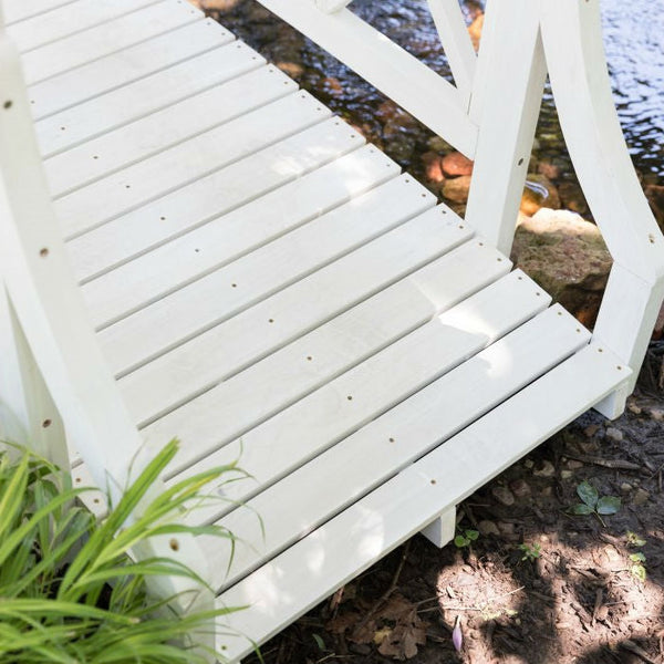 Durable White 8ft Canadian Hemlock Garden Bridge - Deals Kiosk
