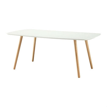 White Top Mid-Century Coffee Table with Solid Wood Legs - Deals Kiosk