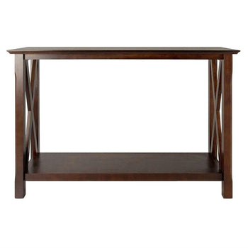 Cappuccino Brown Wood Console Sofa Table with Bottom Shelf - Deals Kiosk