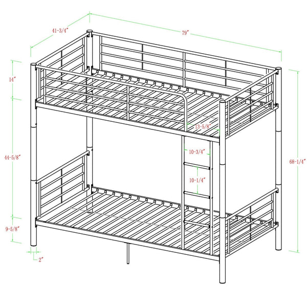 Twin over Twin Sturdy Steel Metal Bunk Bed in White Finish - Deals Kiosk