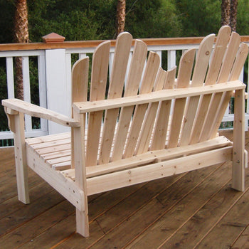 2-Seat Adirondack Style Outdoor Cedar Wood Garden Bench - Deals Kiosk