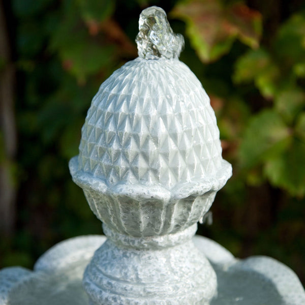 2-Tier Outdoor Fountain with Pineapple Top in Weather Resistant Resin - Deals Kiosk