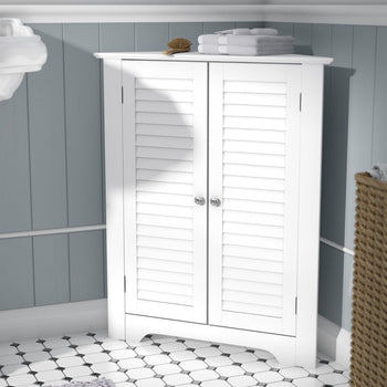 White Corner 2 Door Space Saving Bathroom Storage Cabinet - Deals Kiosk