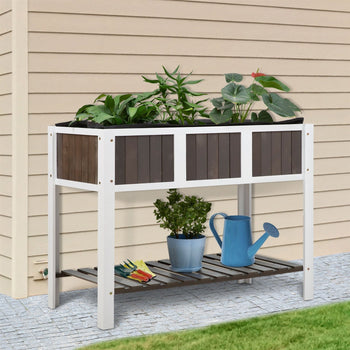 White Wooden 2 Level Elevated Raised Garden Planter Bed - Deals Kiosk