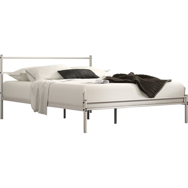 Contemporary Tubular Steel Painted White Platform Bed (Queen)