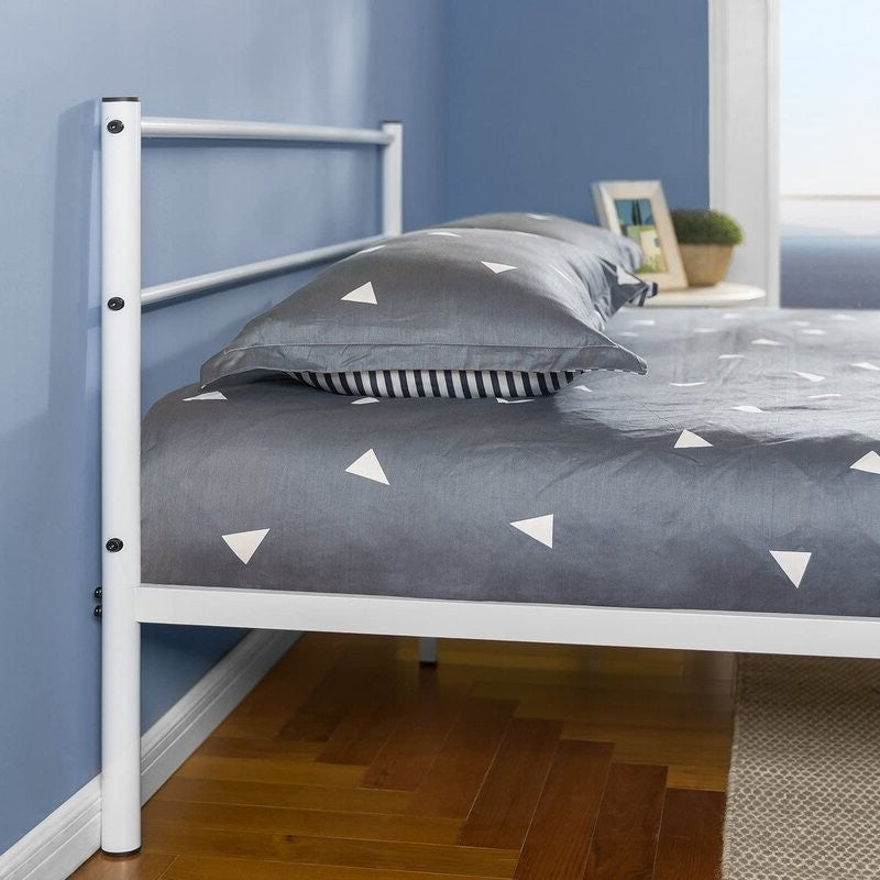 Contemporary Tubular Steel Painted White Platform Bed (Queen) - Deals Kiosk