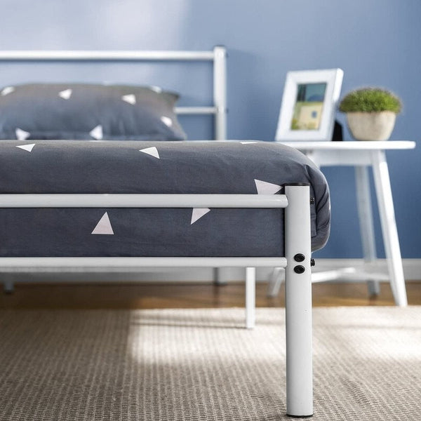Contemporary Tubular Steel Painted White Platform Bed (Queen) - Deals Kiosk