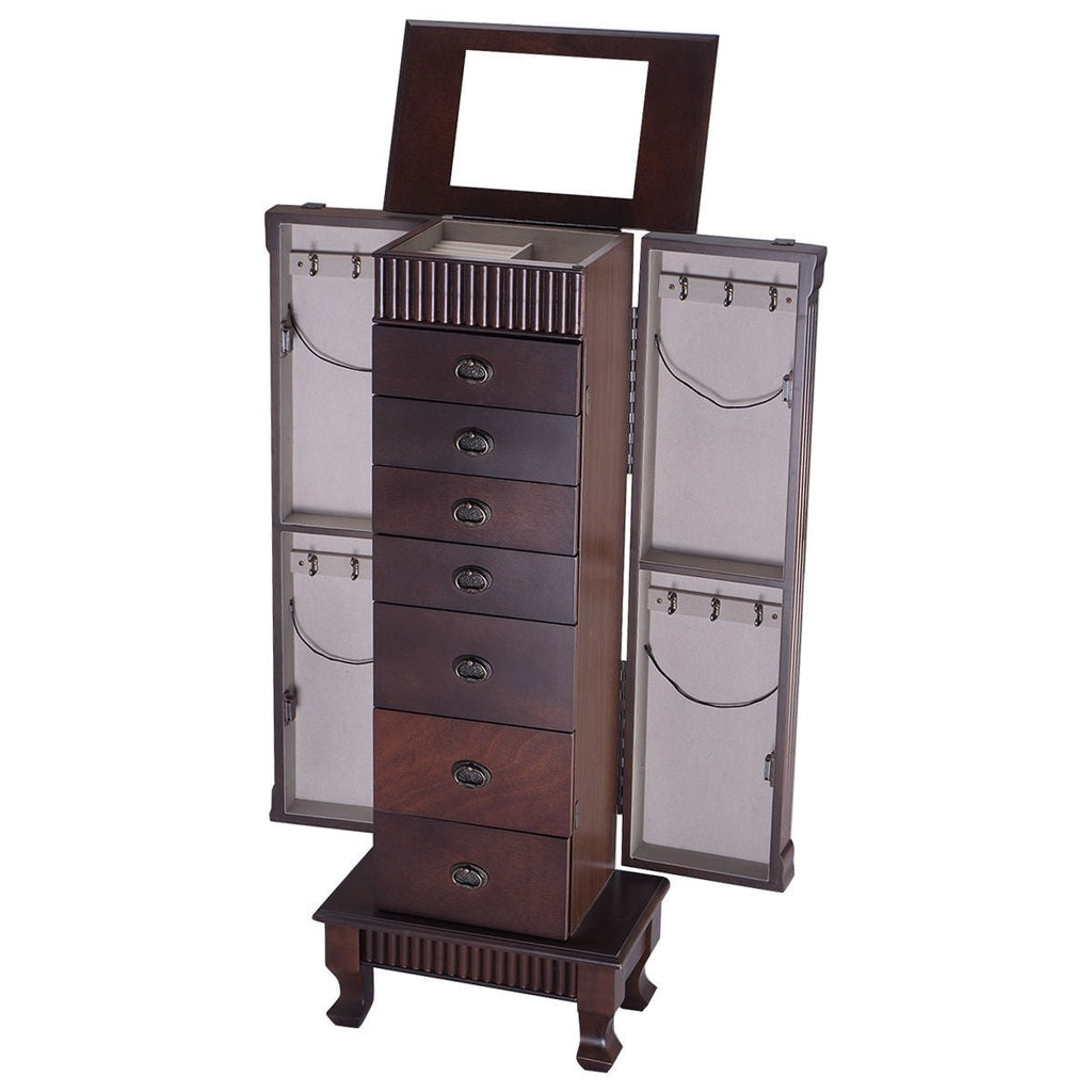 Classic 7-Drawer Jewelry Armoire Wood Storage Chest Cabinet - Deals Kiosk