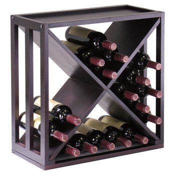 24-Bottle Modern Wine Rack Modular and Stackable in Espresso - Deals Kiosk