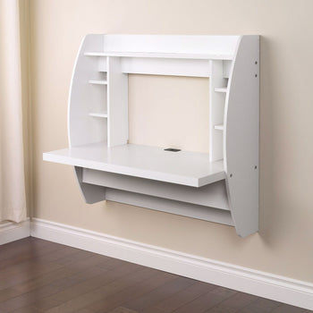 White Wall-Mounted Modern Space Saving Laptop Computer Desk - Deals Kiosk