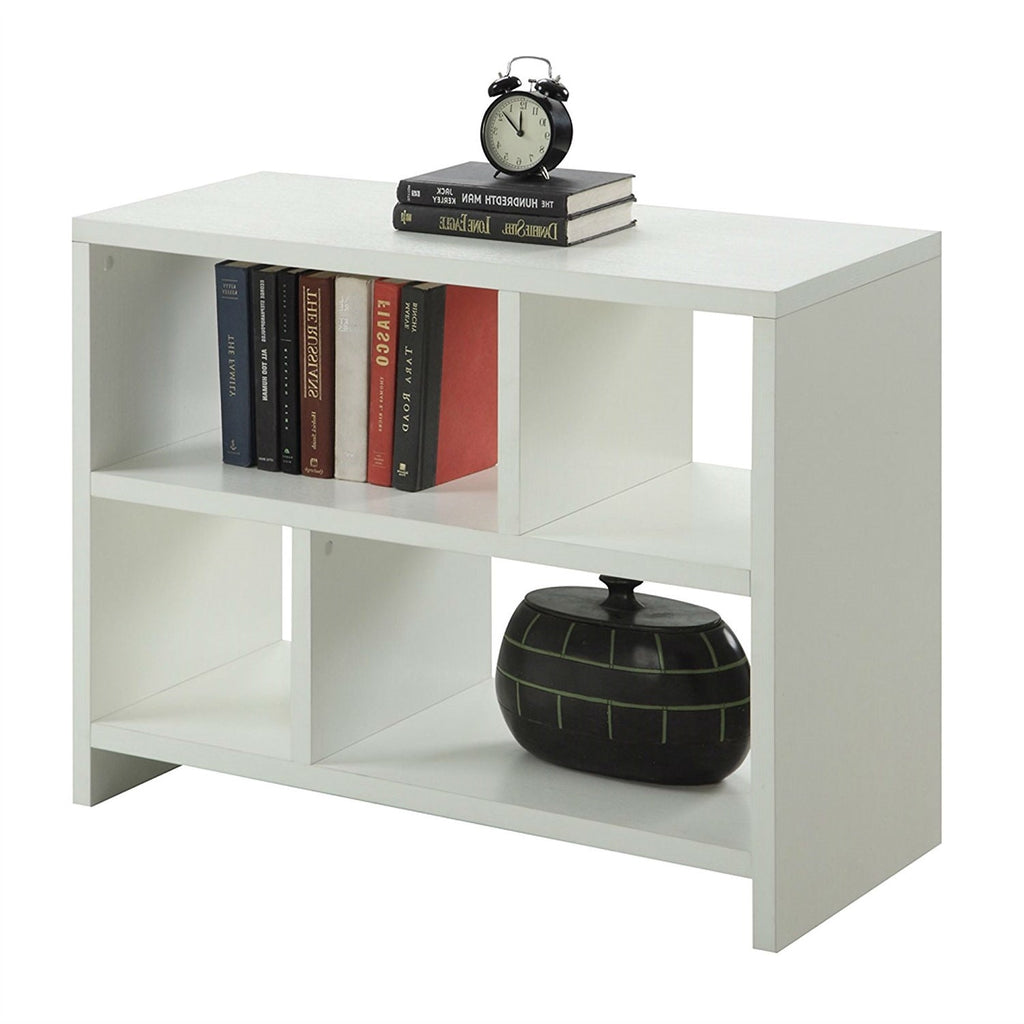 White 2-Shelf Modern Bookcase Console Table - Deals Kiosk