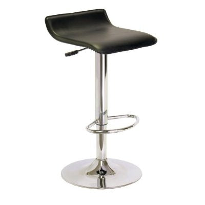 Contemporary ABS Air-Lift Swivel Bar Stool in Black Faux Leather