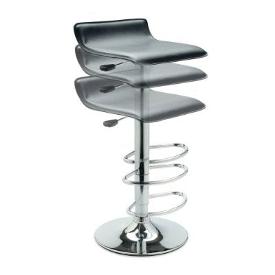 Contemporary ABS Air-Lift Swivel Bar Stool in Black Faux Leather - Deals Kiosk