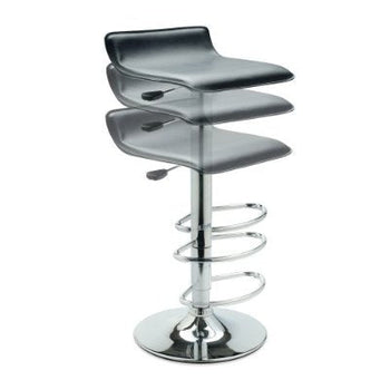 Contemporary ABS Air-Lift Swivel Bar Stool in Black Faux Leather - Deals Kiosk