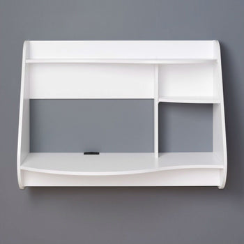 Modern Wall-Mount Laptop Computer Desk in White - Deals Kiosk