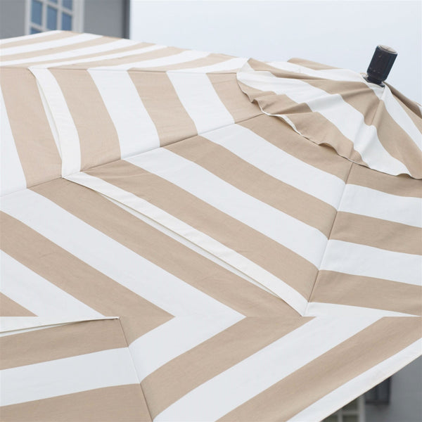 Beige and White Stripe 7.5-Ft Collar Tilt Patio Umbrella with Crank - Deals Kiosk