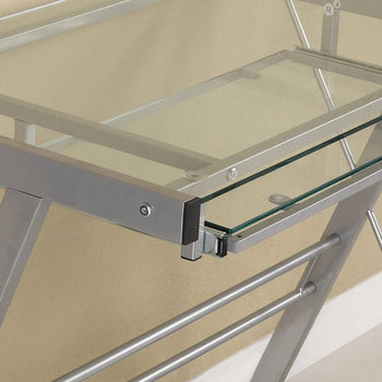 Modern Corner Computer Desk in Metal and Glass - Deals Kiosk