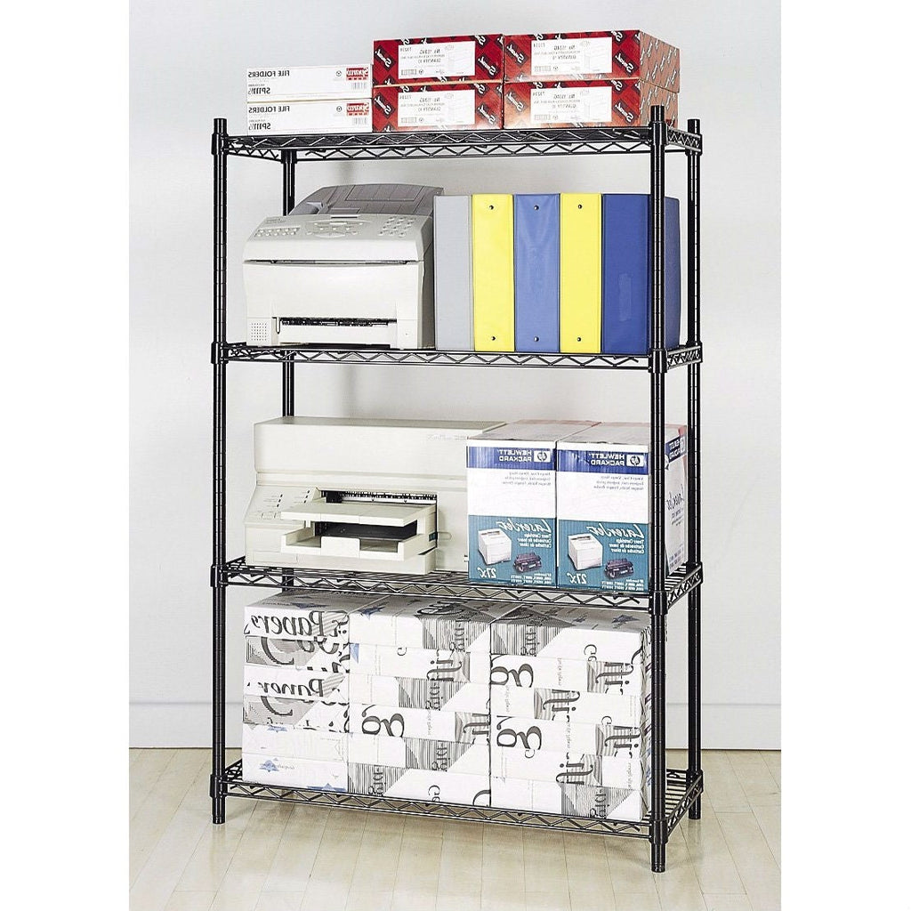 4-Shelf Black Metal Wire Shelving Unit - Each Shelf Holds up to 350 lbs - Deals Kiosk