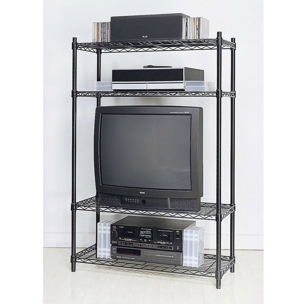 4-Shelf Black Metal Wire Shelving Unit - Each Shelf Holds up to 350 lbs - Deals Kiosk