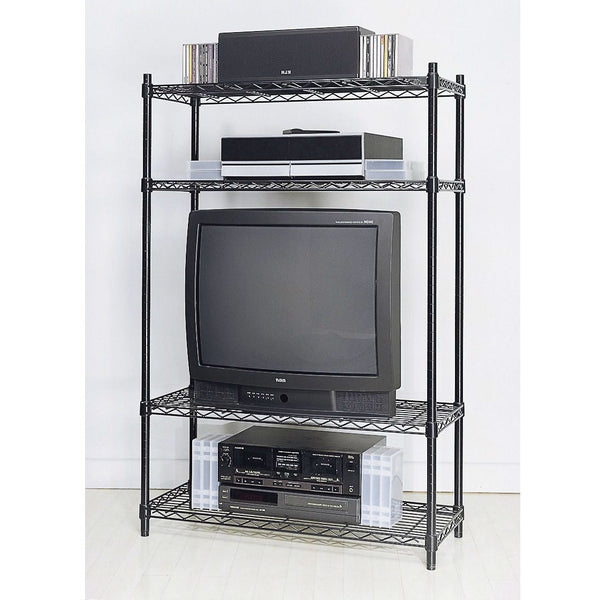 4-Shelf Black Metal Wire Shelving Unit - Each Shelf Holds up to 350 lbs - Deals Kiosk