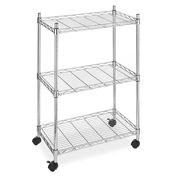 3-Shelf Chrome Steel Storage Cart on Wheels
