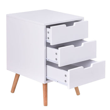 Modern Mid-Century Style 3-Drawer White Wood End Table Nightstand - Deals Kiosk