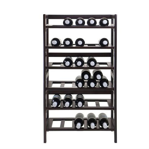 34-Bottle Wine Rack in Dark Brown Walnut Wood Finish - Deals Kiosk