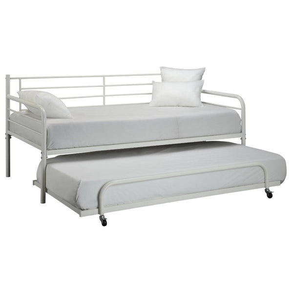 Twin size Roll Out Trundle Bed Frame in White Metal - Deals Kiosk