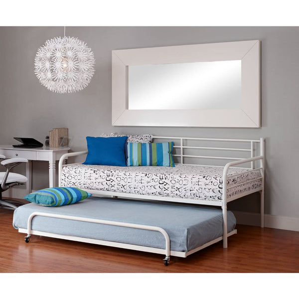 Twin size Roll Out Trundle Bed Frame in White Metal - Deals Kiosk