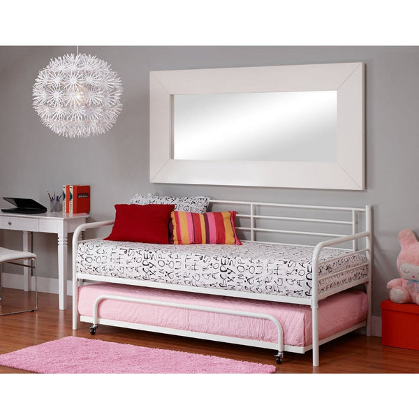 Twin size Roll Out Trundle Bed Frame in White Metal - Deals Kiosk