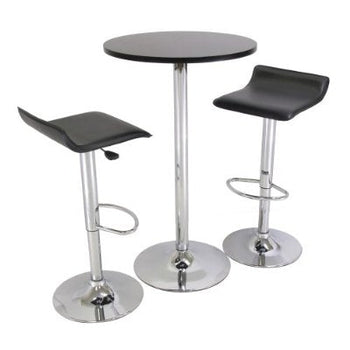 Set of 2 Modern Air-Lift Adjustable Bar Stools with Black Seat - Deals Kiosk