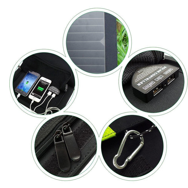 20 Watt Folding Solar Panel Portable Batter Charger For iPhone Tablets and Smartphones - Deals Kiosk