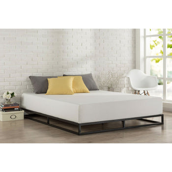 Queen size 6-inch Low Profile Metal Platform Bed Frame with Wooden Slats - Deals Kiosk