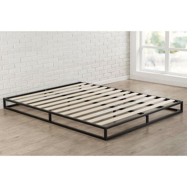 Queen size 6-inch Low Profile Metal Platform Bed Frame with Wooden Slats - Deals Kiosk