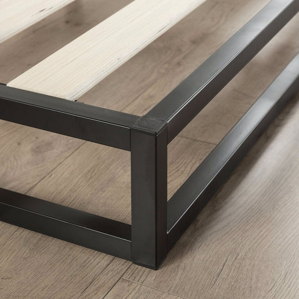 Queen size 6-inch Low Profile Metal Platform Bed Frame with Wooden Slats - Deals Kiosk