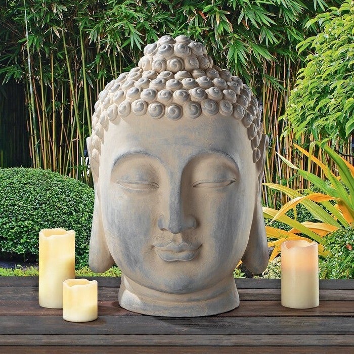 Zen Garden Outdoor Buddha Head Statue - Deals Kiosk