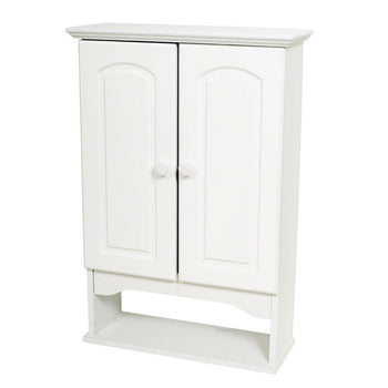 White 2-Door Bathroom Wall Cabinet with Open Storage Shelf - Deals Kiosk