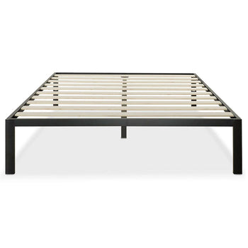 Full Size Modern Black Metal Platform Bed Frame with Wood Slats - Deals Kiosk