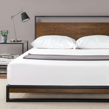 Twin size Metal Wood Platform Bed Frame with Headboard - Deals Kiosk