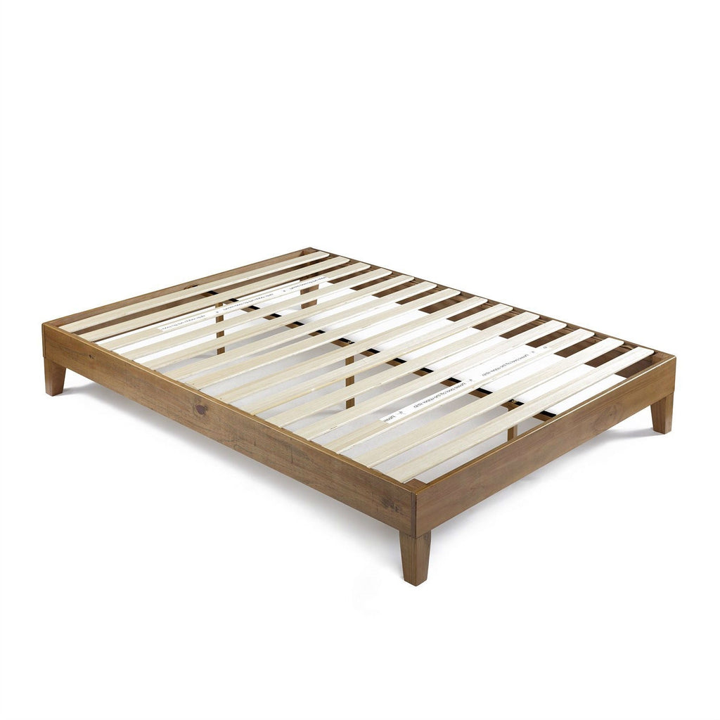 Twin size Solid Wood Platform Bed Frame in Pine Finish - Deals Kiosk