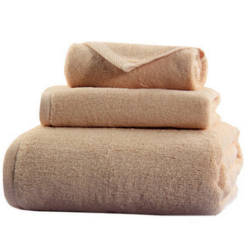 3 PCS Strong Absorbency Pure Color Cotton Soft Towels Bath Towels, Khaki - Deals Kiosk