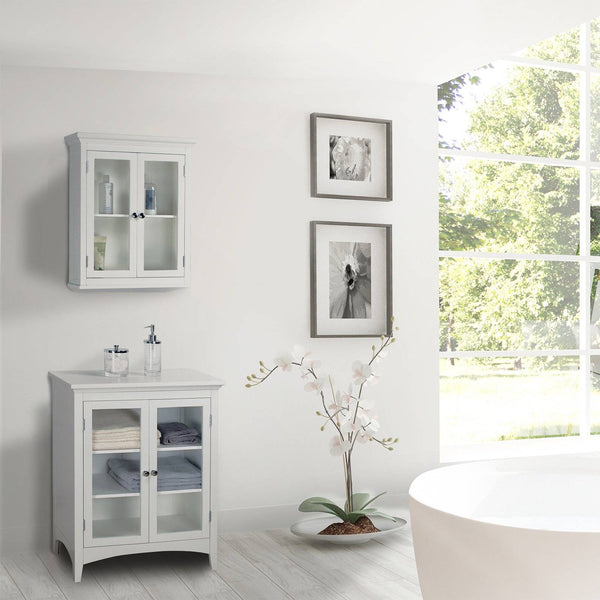 Classic 2-Door Bathroom Wall Cabinet in White Finish - Deals Kiosk