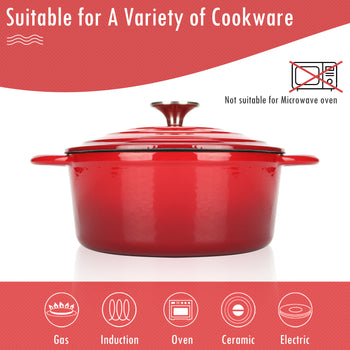 COOKWIN 5 Quart Cast Iron Dutch Oven ,Bread Baking Pot with Self Basting Lid, Porcelain Enameled Surface Cookware Pot, Great Christmas Gifts for Family, Red - Deals Kiosk