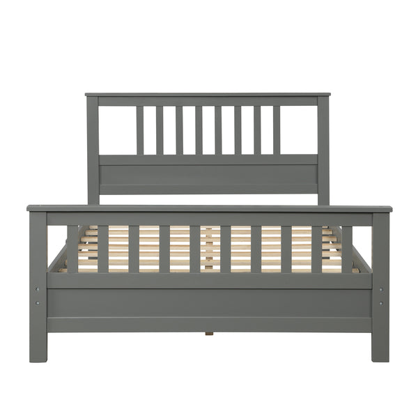 Hard Wood Platform Bed with Headboard Slatted Footboard No Box Spring Needed (Full, Gray)  RT - Deals Kiosk