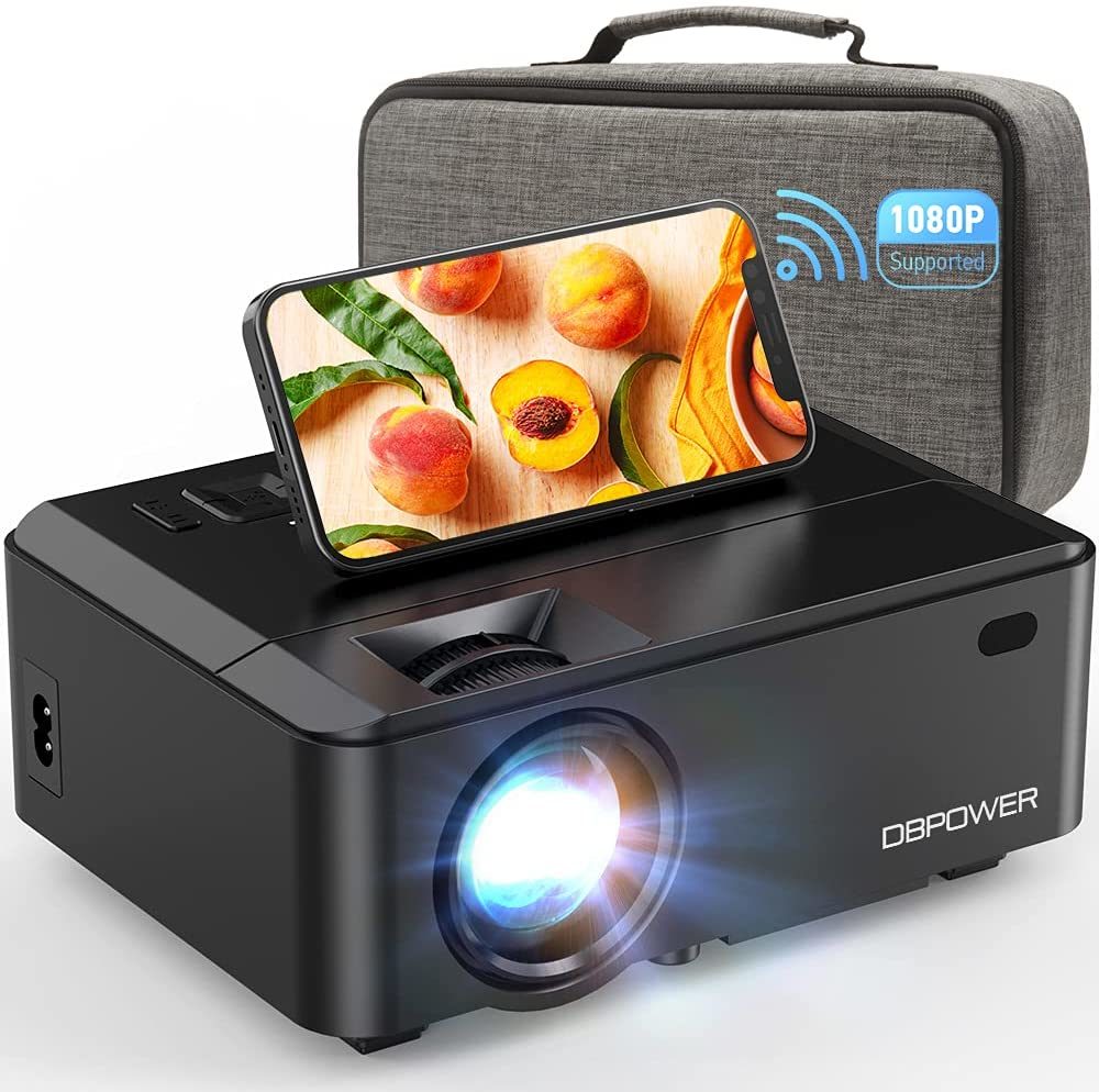 WiFi Mini Projector, DBPOWER 8000L HD Video Projector with Carrying Case&Zoom, 1080P and iOS/Android Sync Screen Supported, Portable Home Movie Projector Compatible w/Smart Phone/Laptop/PC/DVD/TV - Deals Kiosk